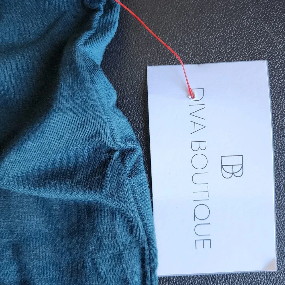 Diva Boutique Meek Maxi Skirt Women L Teal Solid Slim Fit Bodycon Jersey Stretch